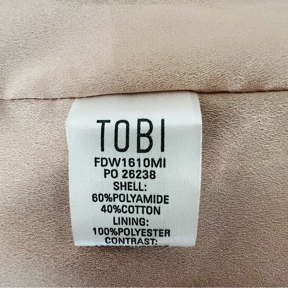 TOBI Blush Pink Nude Lace Scallop Plunge Chiffon Mini Dress Bell Sleeve … - Picture 11 of 16